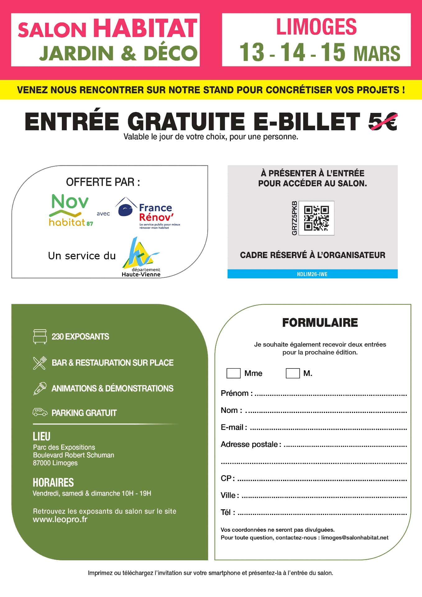 Invitation gratuite au Salon habitat de Limoges